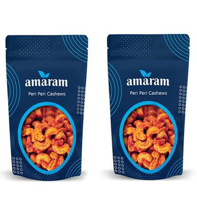 Amaram by Ghasitaram Pack of 2 Peri Peri Cashews 200 GMS|Dryfruit Gift Hamper|Dry Fruit Combo Pack Offer|Dry Fruit Gift Pack|Dry Fruit Box|Diwali Dry Fruit Gift Box|Mix Nut|