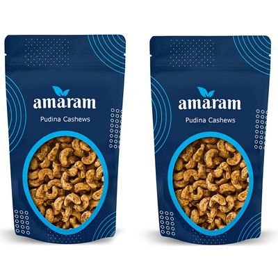 Amaram by Ghasitaram Pack of 2 Pudina Cashews 200 GMS|Dryfruit Gift Hamper|Dry Fruit Combo Pack Offer|Dry Fruit Gift Pack|Dry Fruit Box|Diwali Dry Fruit Gift Box|Mix Nut|