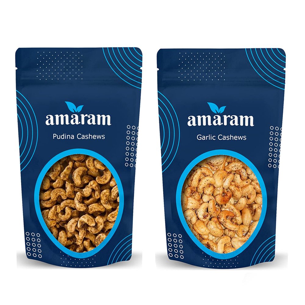 Amaram by Ghasitaram Pack of 2 Pudina, Crunchy Cashews Pouches|Dryfruit Gift Hamper|Dry Fruit Combo Pack Offer|Dry Fruit Gift Pack|Dry Fruit Box|Diwali Dry Fruit Gift Pouch|Mix Nut|