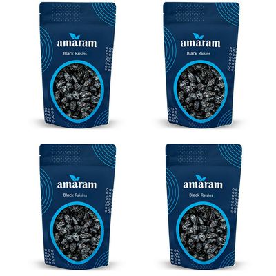 Amaram by Ghasitaram Pack of 4 Black Raisins 200 GMS|Dryfruit Gift Hamper|Dry Fruit Combo Pack Offer|Dry Fruit Gift Pack|Dry Fruit Box|Diwali Dry Fruit Gift Box|Mix Nut|
