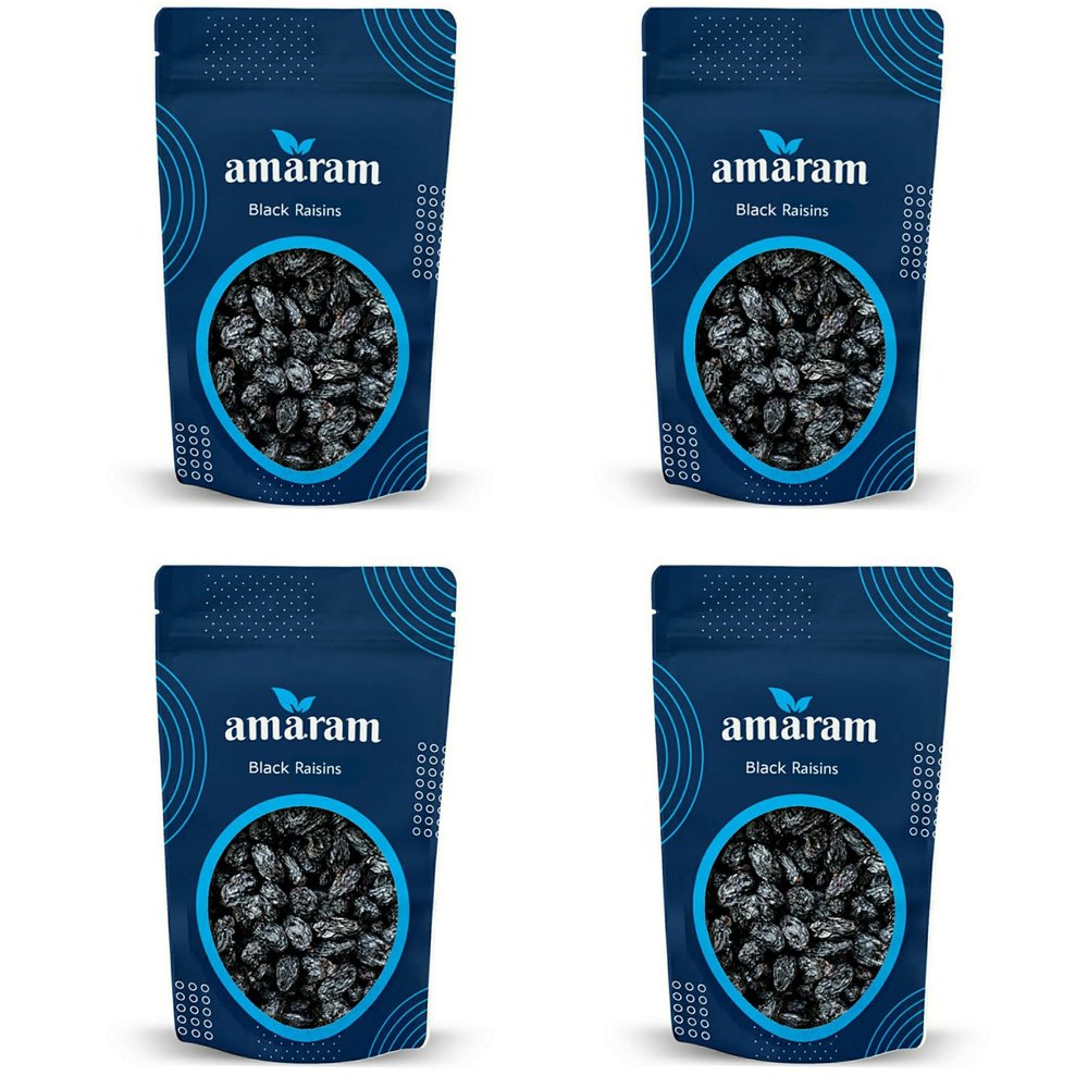 Amaram by Ghasitaram Pack of 4 Black Raisins 200 GMS|Dryfruit Gift Hamper|Dry Fruit Combo Pack Offer|Dry Fruit Gift Pack|Dry Fruit Box|Diwali Dry Fruit Gift Box|Mix Nut|