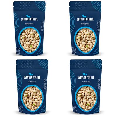 Amaram by Ghasitaram Pack of 4 Afgani Pistachios 200 GMS|Dryfruit Gift Hamper|Dry Fruit Combo Pack Offer|Dry Fruit Gift Pack|Dry Fruit Box|Diwali Dry Fruit Gift Box|Mix Nut|