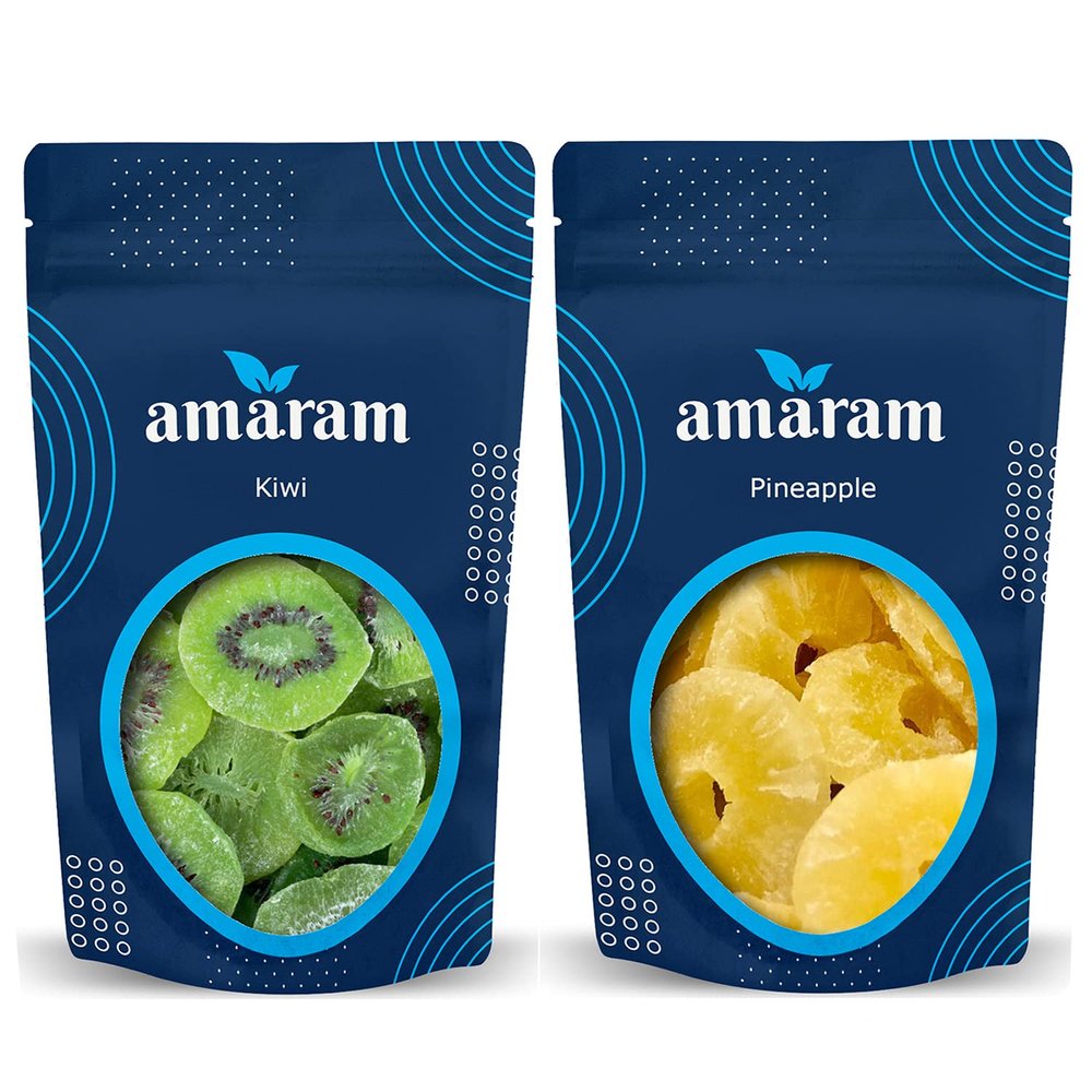 Amaram by Ghasitaram Pack of 2 Dried Kiwi, Pineapple Pouches|Dryfruit Gift Hamper|Dry Fruit Combo Pack Offer|Dry Fruit Gift Pack|Dry Fruit Box|Diwali Dry Fruit Gift Pouch|Mix Nut|