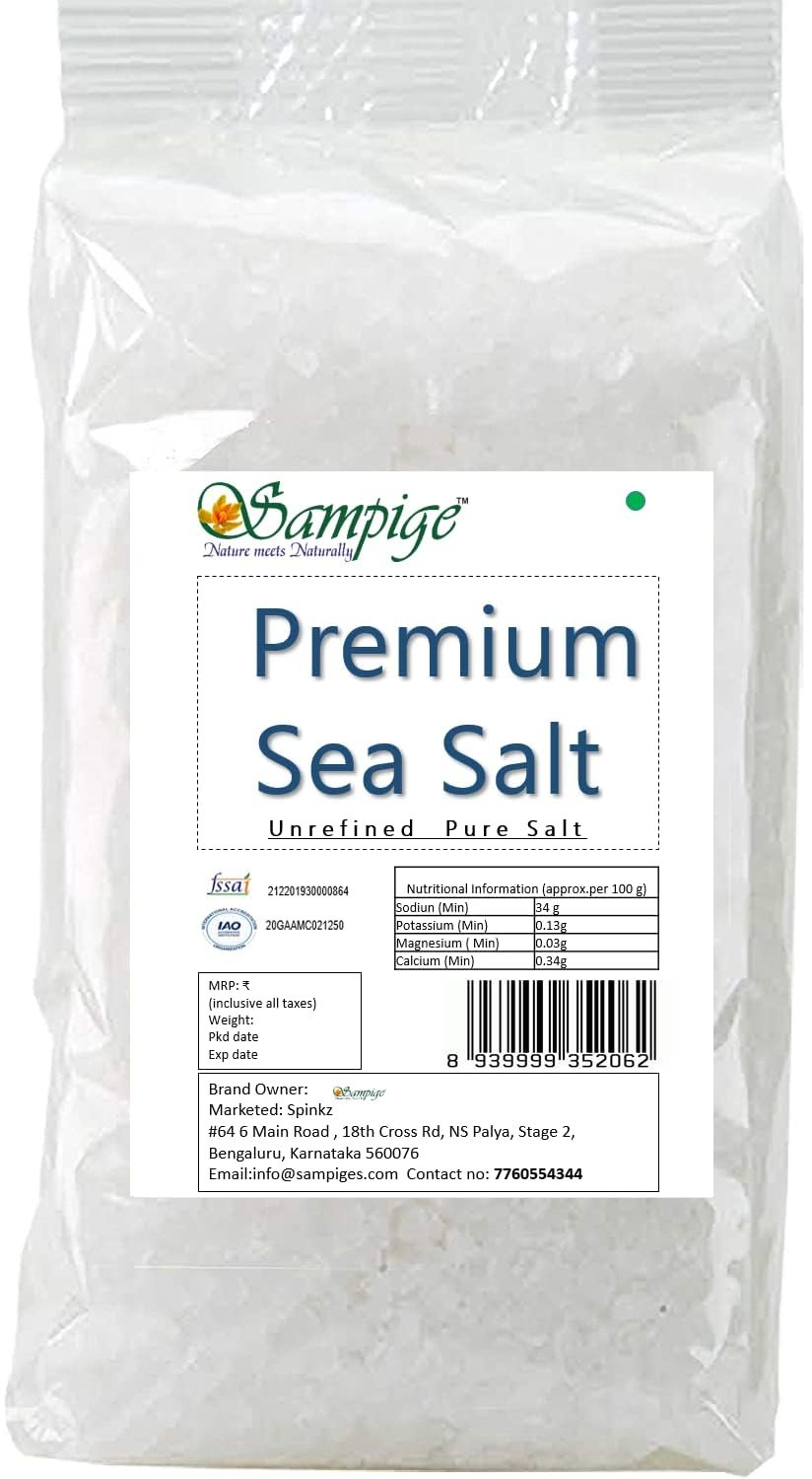 Sampige Sea salt crystal salt Un-filtered Sea Salt 900 g - hand cleaned chemical free