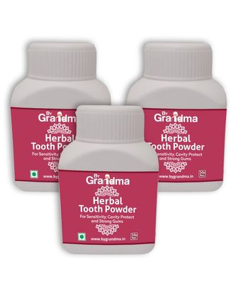 ByGrandma Sensitivity Relief And Herbal Tooth Powder | 100% Natural & Homemade - 180 Gm | Helps In Bad Breath, Sensitivity Problem, Tooth Decay (Pack of 3)