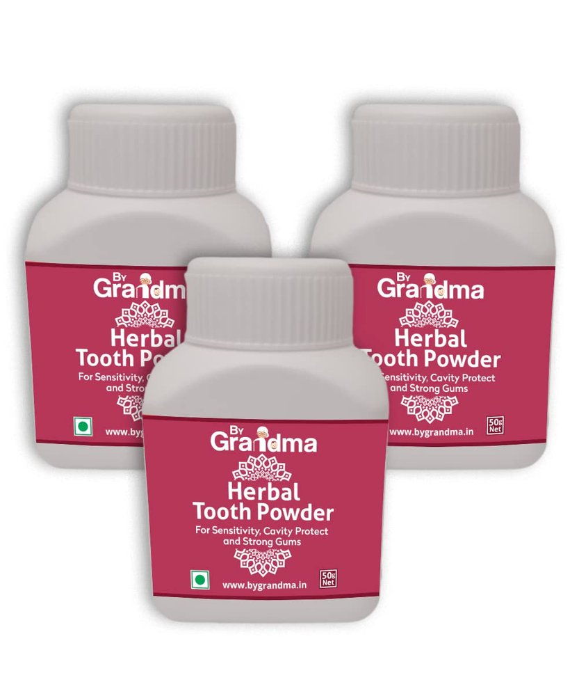 ByGrandma Sensitivity Relief And Herbal Tooth Powder | 100% Natural & Homemade - 180 Gm | Helps In Bad Breath, Sensitivity Problem, Tooth Decay (Pack of 3)