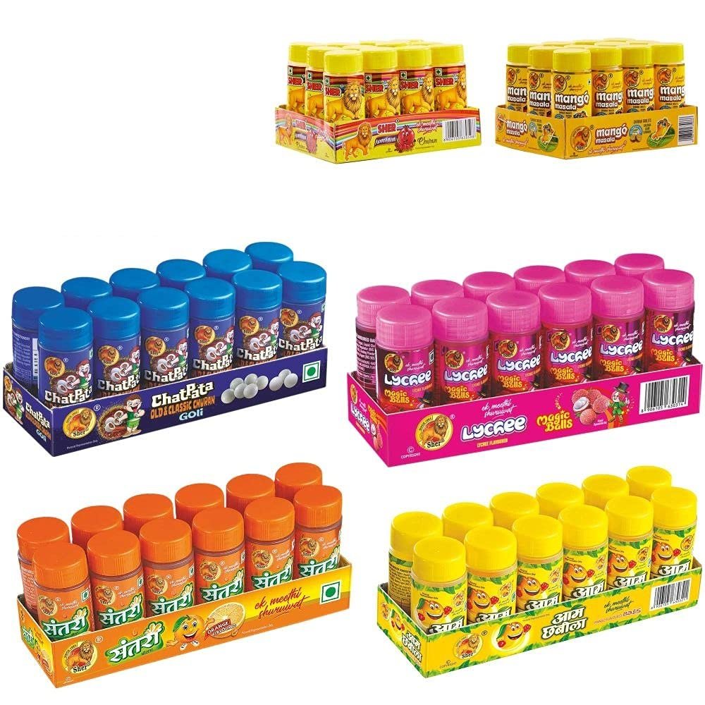 FRUIT FLAVOURED BALLS COMBO OF 6 TRAY 12 BOTTLES