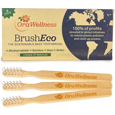 OraWellness BrushEco 3 Row Bass Toothbrushes Pack of 3