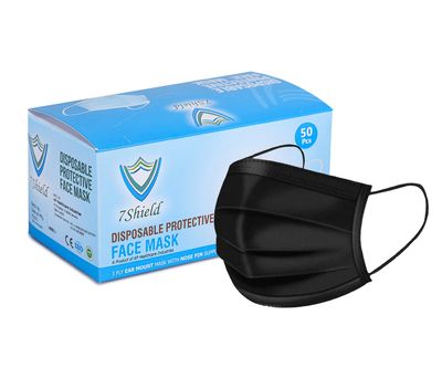 7Shield Surgical Mask 3 Layers Disposable PP Spun Bond Non-Woven Fabric CE,ISO and WHO-GMP Certified Particle Filtration Efficiency(PEE) with Adjustable Nose Pin Inside Surgical Mask 200pcs
