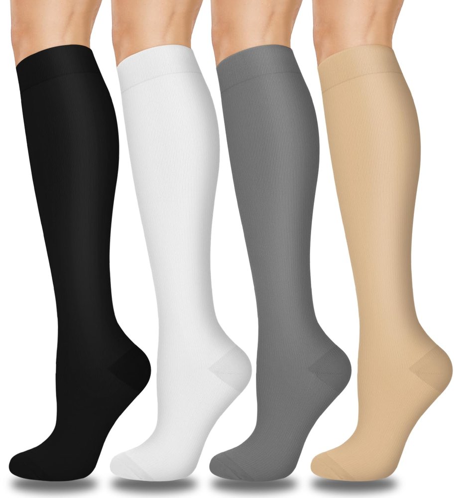 Compression Socks for Women & Men Circulation (4 Pairs)- Best Support for Nurses, Running, Hiking, Medical, Pregnancy