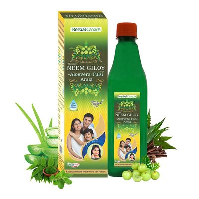 Herbal Canada Neem Giloy | Naturally Immunity Enhancer | Natural Source of Antioxidant, vitamin C | 100% Natural (1L) (Pack of 3)