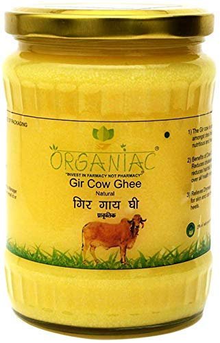 Organiac Pure Gir Cow Ghee 500ml Glass Jar Curd-Churned Natural & Healthy Ghee