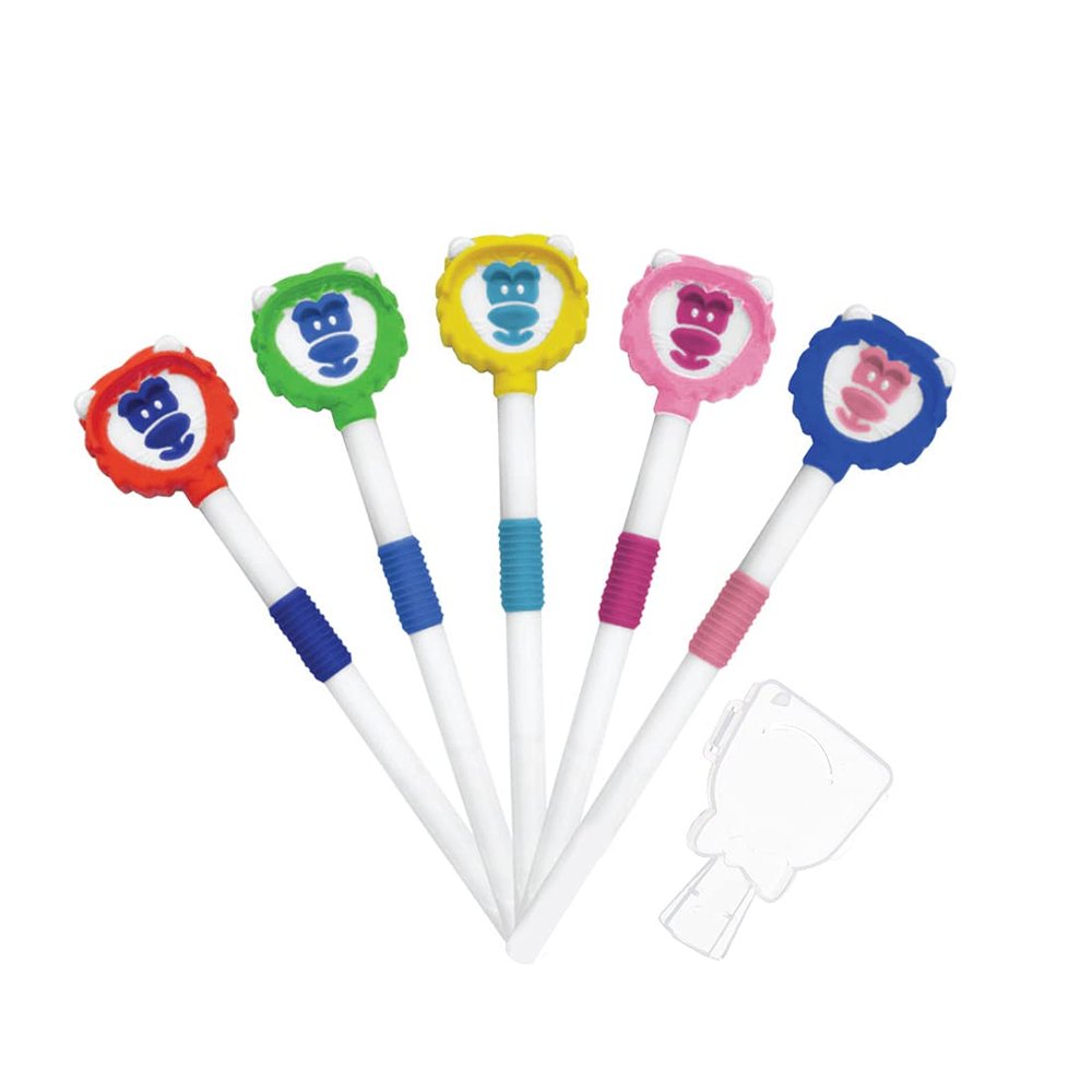 Adore Moomba Tongue cleaner with Safty case Best for child oral care, Multicolour (Pack of 1) ((Pack of 5) (Multicolor))