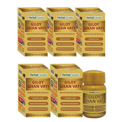 HERBAL CANADA Giloy Ghanvati | Immunity Booster | Good For Liver Health | Helpful to Remove Toxin | 100% Natural | Pack of (5)