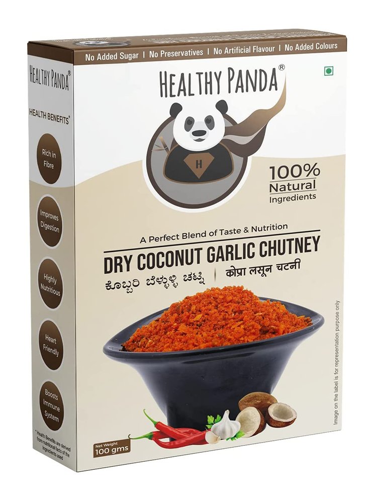 HEALTHY PANDA Dry Coconut Garlic Chutney Powder/Khobra Lasun/Kobbari/Dry Nariyal Chutney (300 g)