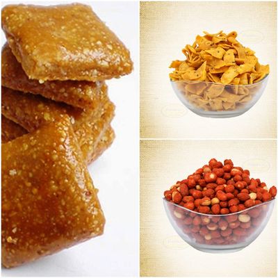 Groundnut Chikki | Masala Peanuts | Rippon Pakkoda - Healthy Sweets & Snacks 3 Pack Combo (3 * 200 Gram)