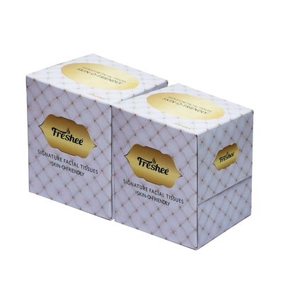 Freshee Facial Tissue Box, 2 Ply Cube Box with 80 Soft Facial Tissues, Pop up Box Tissue for Car, Home, Shop, etc, Pack of 2