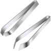 2 Pcs Kitchen Tweezers, Fish Bone Tweezers Non-Slip,Silver stainless steel fishbone fishbone clip kitchen plucker clip, Precision Grip for Debone 5.5" (A+B) view 1