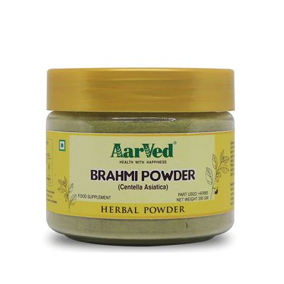 AarVed Brahmi Powder (Centella Asiatica/Gotu kola/Mandukaparni) - 200gms  for Mental Vitality, Cocentration, Focus Improvement & Alertness  Relieve Anxiety, Natural Stress Reliever
