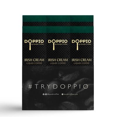Korebi Coffee Doppio Irish Cream | Artisan Liquid Coffee Concentrate | Instant | 100% A & Above Arabica | Hot or Cold | No Machine Needed | 6 Boxes [600ml]  30 Sachets (20ml Each)