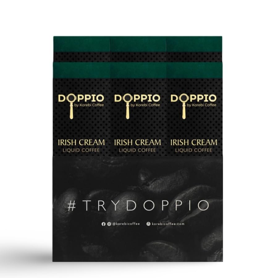 Korebi Coffee Doppio Irish Cream | Artisan Liquid Coffee Concentrate | Instant | 100% A & Above Arabica | Hot or Cold | No Machine Needed | 6 Boxes [600ml]  30 Sachets (20ml Each)