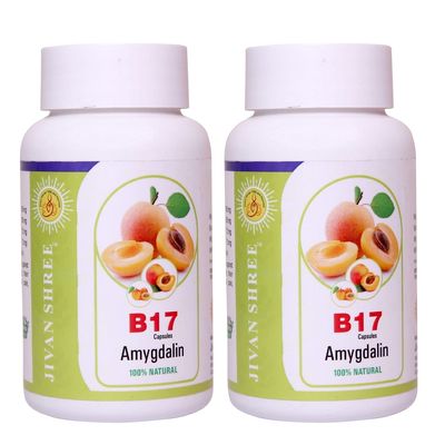 JIVAN SHREE Vitamin B17 500 Mg Purest Amygdalin 99.5% (Apricot Kernel) Extract 100% Organic Natural Antioxidant Immune Booster 200 Capsules (Pack Of 2 Bottles)