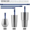 ALINK Reusable Silicone Straws with Case, Portable Foldable Travel Straws with Cleaning Brush - Blue view 4