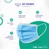 Careview 3 Ply Disposable Surgical Face Mask Pouch and built in Nose Pin, Certified by BFE>99% and PFE > 95%, SITRA, DRDO, ISO and CE (Pack of 400, Blue) (CV2920-Pouch) view 2