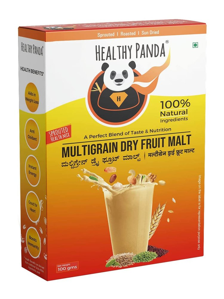 HEALTHY PANDA Organic Sprouted Multigrain Dry Fruit Malt/Sprouted Multigrain Health Mix(Organic Sattu Mavu) (200 g) 100 g x Pack Of 2