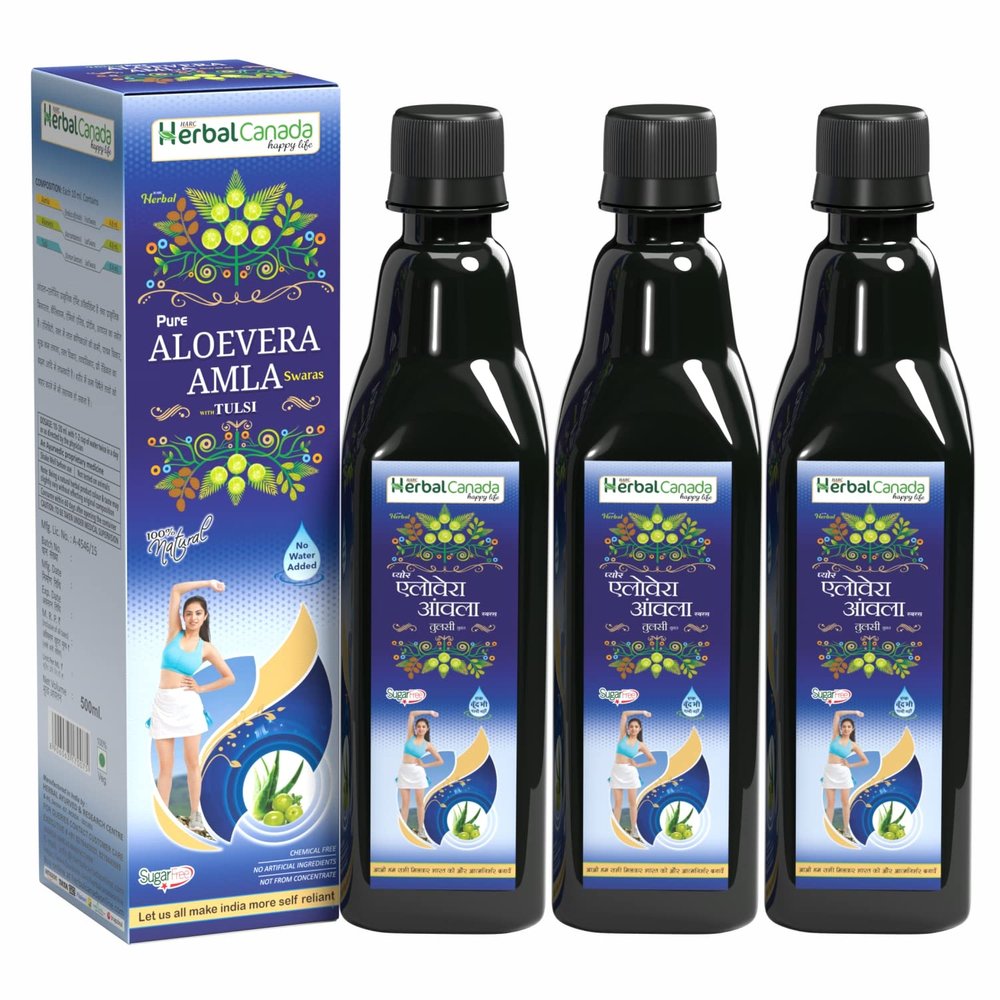 Herbal Canada Aloevera Amla | Pack of 3 | Boosts Immunity | Blood Purifier | Good for Digestion | 100% Natural (1 LTR)