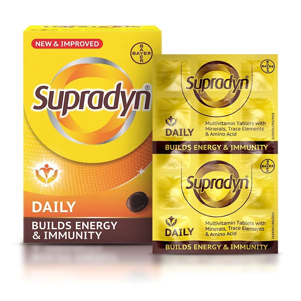 Supradyn Daily Multivitamin Tablets (150 Tablets) for Men & Women with Essential Zinc, 12 Vitamins, 5 Trace Elements for Daily Immunity & Energy