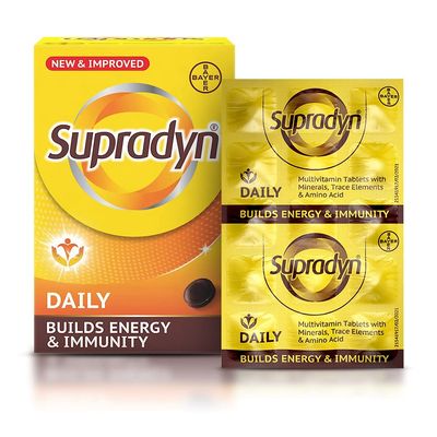 Supradyn Daily Multivitamin Tablets with Essential Zinc, 12 Vitamins, 5 Trace Elements for Daily Immunity & Energy for Men & Women, 180 Tablets