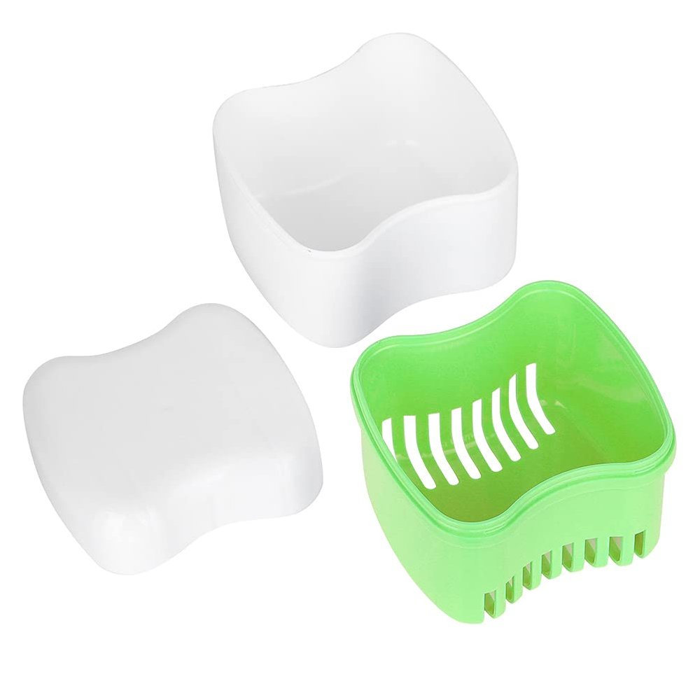 False Teeth Container, Reducing Bacterial Growt Denture Box with Breathable Interlayer for Elderly Save Dentures(green)