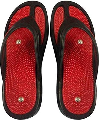 EKIN Acupressure & Magnetic Foot Massager Heel Slipper Red And Black Blood Circulation Unisex For Men And Women (Size-6)