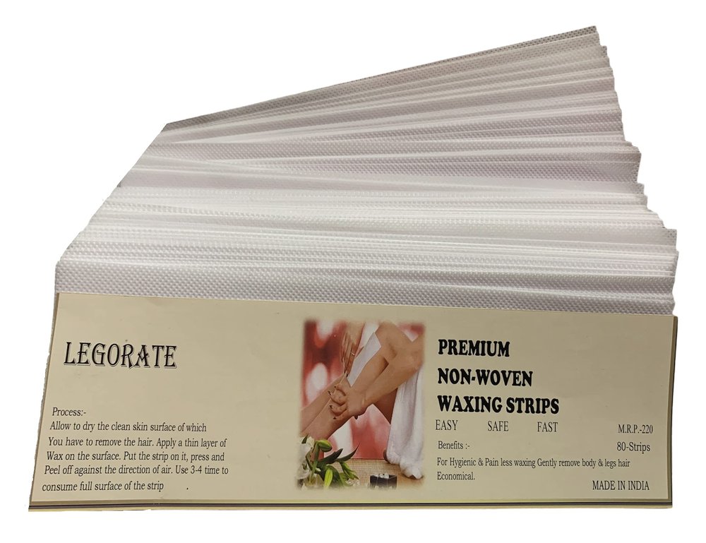 LEGORATE Premium Non-Woven Hair Removal Plain Waxing Strips (80 Strips) (WHITE STRIPS)
