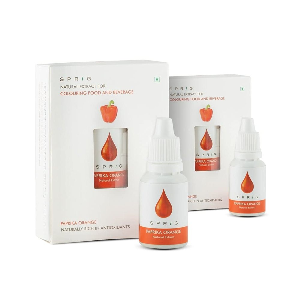 Sprig Natural Extracts for Colouring Food and Beverage | Paprika Extract | Orange-red Colour | Plant-based Natural Food Colour | Edible| Use for Baking, Add color to Cake Icing, Pastries, Sweets, Gravy | Vegan | No Chemical additives | 15 ml