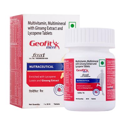 Geofit Multivitamin & Multimineral Tablets for Men | Infused with Ginseng & Lycopene | Helps in Strengthens Immunity, Promotes Wellness & Improve Vitality | 30 Tablets