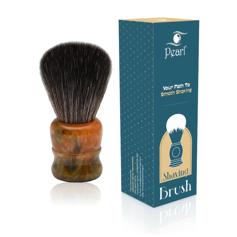 Pearl shaving Premium ultra Soft Synthetic Bristle shaving brush for Men (Marble orange) For Men's Valentine's Day Gift Option