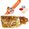 Bal Hanuman LED Rakhi Gift for Brother Kids, 150gms Badam Designer Potli, Tikka with Personal Message & Roli Chandan Chawal Mishri Pack for Little Small Bhai Bhaiya view 1