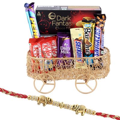 Astonished Retail Surprise Gift for Girls | Rakhi Chocolate for Brother | Rakhi Chocolate Hamper | Roli, Chawal, Chandan, Misri | 37
