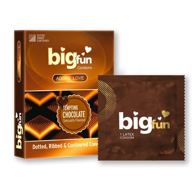 Bigfun Tempting Chocolate Flavoured Condoms | Dotted, Ribbed & Contoured for Complete Pleasure | Natural Rubber Latex Protective Condoms Pack of 10(3Pcs Each Pack)