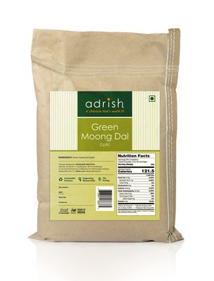 Adrish Zerowaste - Organic Moong Dal Chilka (3kg) - Unpolished | Green Gram Split | Handpounded | Rich in Fiber | High Protein | Plant Based Protein