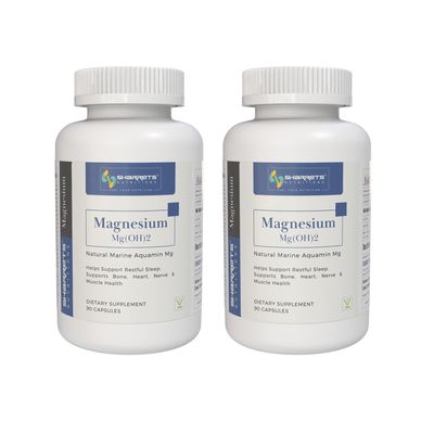 Sharrets Natural Marine Vegan Magnesium Supplements for Men Women Bones Sleep Heart Nerve Muscles, Produce in Ireland, 2 x 90 Capsules