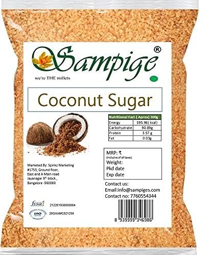 Sampige- Certified Organic Coconut Sugar - Natural Sweetener, Low GI, Rich Caramel Flavor - 100