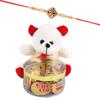 Astonished Retail Gold Coin Chocolates with Cute Teddy | Flower Rakhi with Chocolate for Brother | Rakhi Chocolate Hamper | Roli, Chawal, Chandan, Misri | 784 view 1
