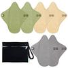 6 PCs Reusable Menstrual Pads, Ultra Absorbent Cotton Cloth Pads for Light / Heavy Flow, Cotton Sanitary Pads for Teens, Women, Nonslip Panty Liners + 1 pc Wet Bag (Mustard Yellow, Grey, Beige, XS) view 1
