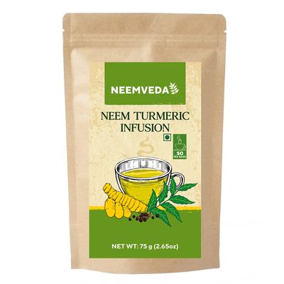 Neemveda Neem turmeric Herbal Tea infusion with Black Pepper for high absorption, 50 Tea bags