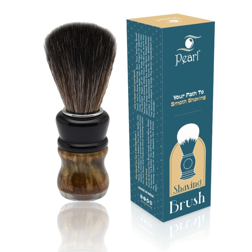 Pearl shaving Premium ultra Soft Synthetic Bristle shaving brush for Men (Brown)
