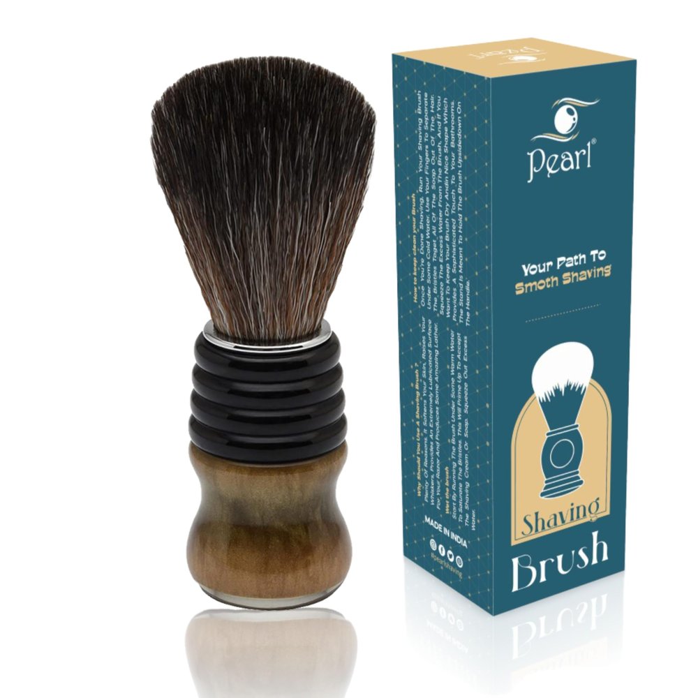 Pearl shaving Premium ultra Soft Synthetic Bristle shaving brush for Men (Brown black)
