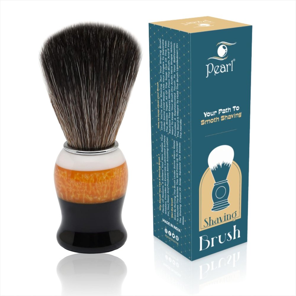 Pearl shaving Premium ultra Soft Synthetic Bristle shaving brush for Men (Orange)